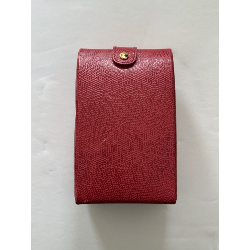 Wolf Designs Red Vintage Pebble Leather Folded Travel Jewelry Box